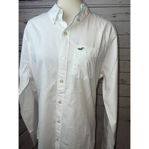 Hollister Mens Shirt Large NWT Long Sleeve Button Front Y2K 90s White‎ Preppy
